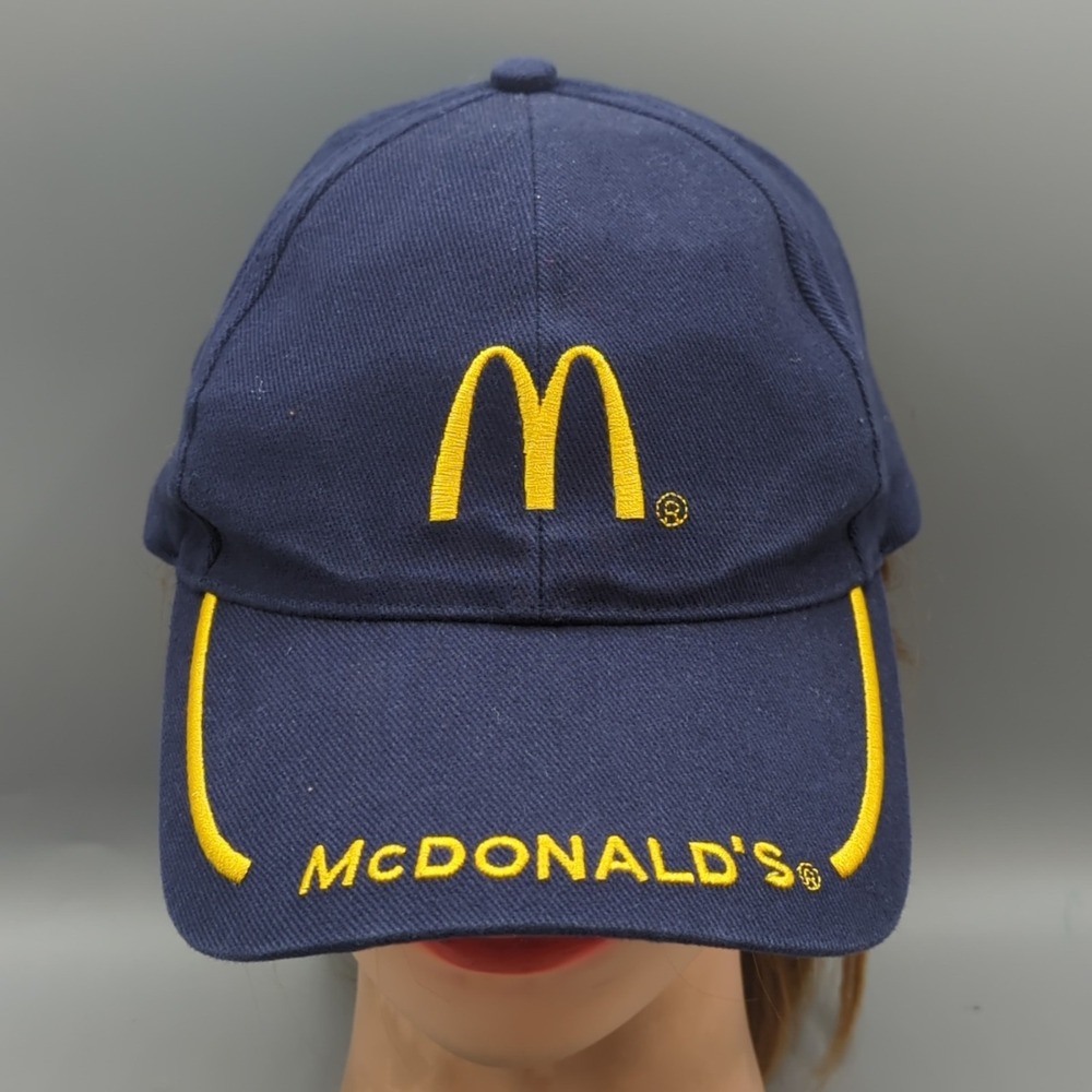 Vintage 2006 McDonalds Employee Hat Cap Blue Yellow Strapback Adjustable